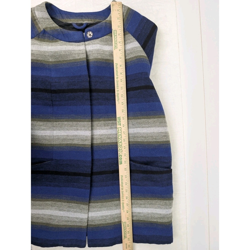 Old Navy Blanket Coat‎ Women Large Blue Stripe Jacket Snap Southwest Wool Chore - Picture 5 of 8